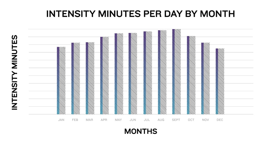 Минуты интенсивности по месяцам
