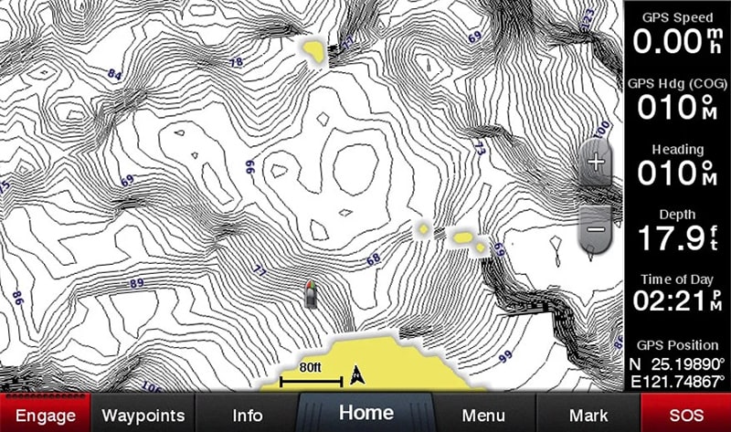 Скриншот подводных гор на Тайване, сделанный с помощью Quickdraw Contours
