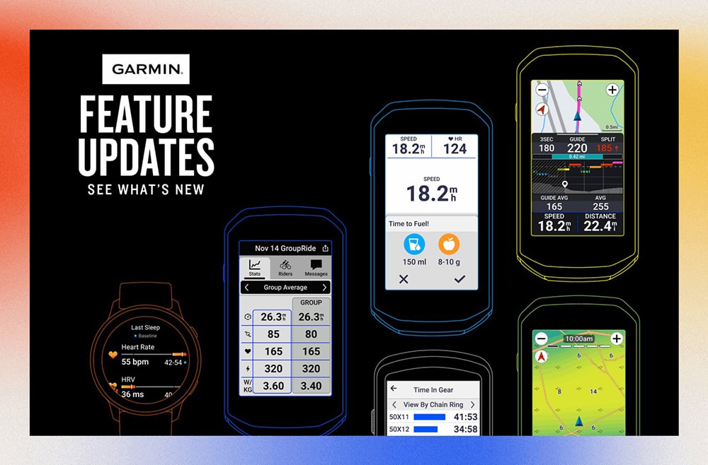 Garmin объявляет об обновлениях функций для некоторых смарт-часов и велокомпьютеров