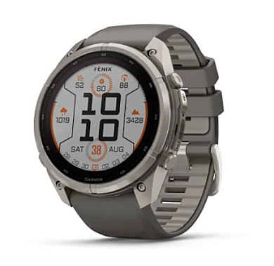 Fenix 9 Pro Solar - 51 мм титан с силиконовым ремешком цвета гальки/серебристо-серый