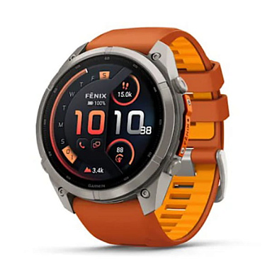 Fenix 9 Pro InReach - 51 мм титан с силиконовым ремешком цвета осенний оранжевый/искрящийся оранжевый