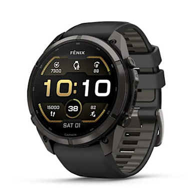 Fenix 9 Pro - 51 мм титан с DLC-покрытием угольно-серого цвета с силиконовым ремешком черного/серого цвета