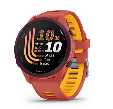 Forerunner 170 music красно-розовый с красно-розовым/цветом манго силиконовым ремешком