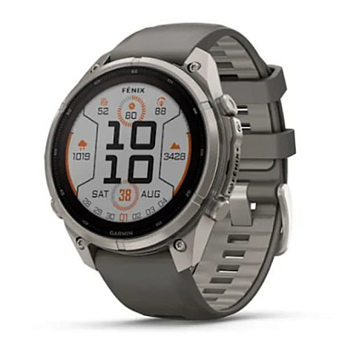 Fenix 9 Pro Solar - 47 мм титан с силиконовым ремешком цвета гальки/серебристо-серого