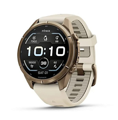 Fenix 9 Pro - 43 мм титан цвета осеннего золота c силиконовым ремешком кремового/французского серого цвета