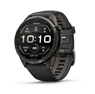 Fenix 9 Pro - 43 мм nитан с DLC-покрытием угольно-серого цвета с черным/серым силиконовым ремешком