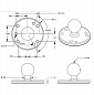 Крепление RAM круглая площадка 64 мм с отверстиями AMPS, шар 25 мм (1"), алюминий