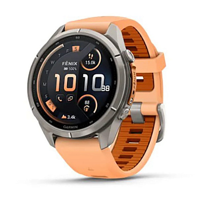 Fenix 9 Pro c inReach - 43 мм титан с силиконовым ремешком нежно-розового/осенне-оранжевого цвета
