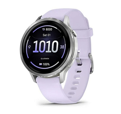 Venu 4 41 мм cеребряный с силиконовым ремешком цвета барвинка Venu 4 41 мм cеребряный с силиконовым ремешком цвета барвинка