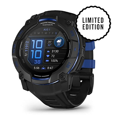 Instinct 3 – 50 мм AMOLED черный с черно-синим силиконовым ремешком