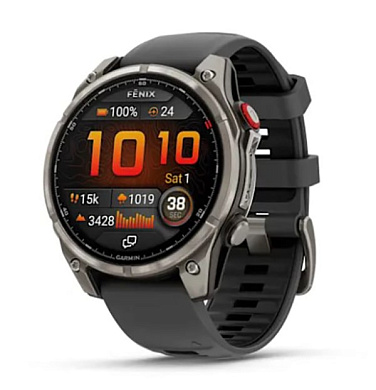 Fenix 8 Pro - 47 мм AMOLED Sapphire титан с графитовым/черным силиконовым ремешком