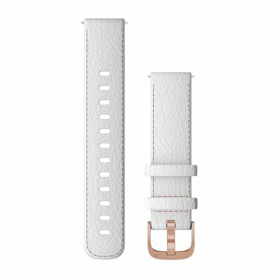 Сменные ремешки для Vivoactive 4S / Vivomove 3S / Venu 2s (18 мм) белая кожа с фурнитурой из розового золота
