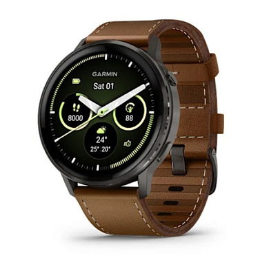 Venu 4 45 мм сланец с черным силиконовым ремешком и коричневым кожаным ремешком Venu 4 45 мм сланец с черным силиконовым ремешком и коричневым кожаным ремешком