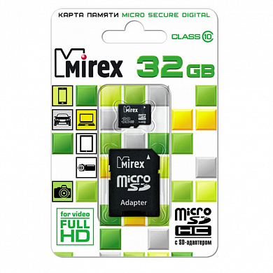 Карта памяти MicroSDHC Mirex 32GB Class 10