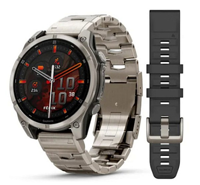 Fenix 8 - 47 мм AMOLED Sapphire титан, вентилируемый титановый браслет + силиконовый ремешок