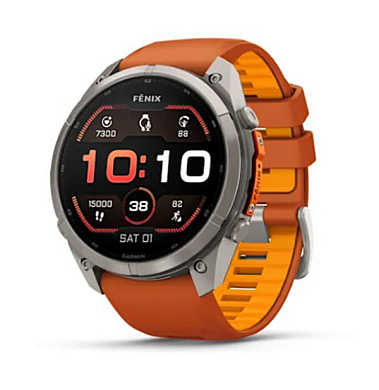 Fenix 9 Pro - 51 мм титан с силиконовым ремешком цвета осенний оранжевый/искрящийся оранжевый