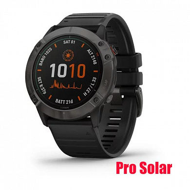 Fenix 6X Pro Solar титан карбоново-серый DLC с черным ремешком